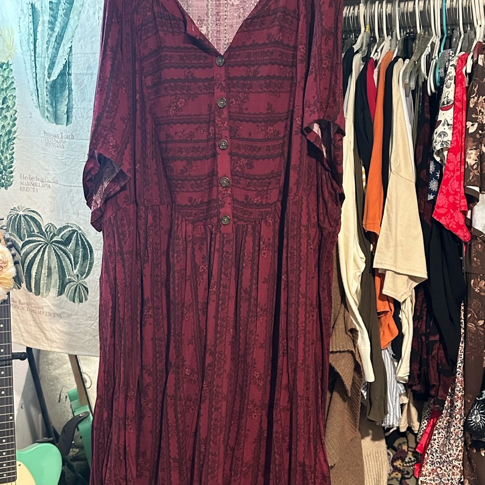 Torrid Burgundy Long Sleeve Dress